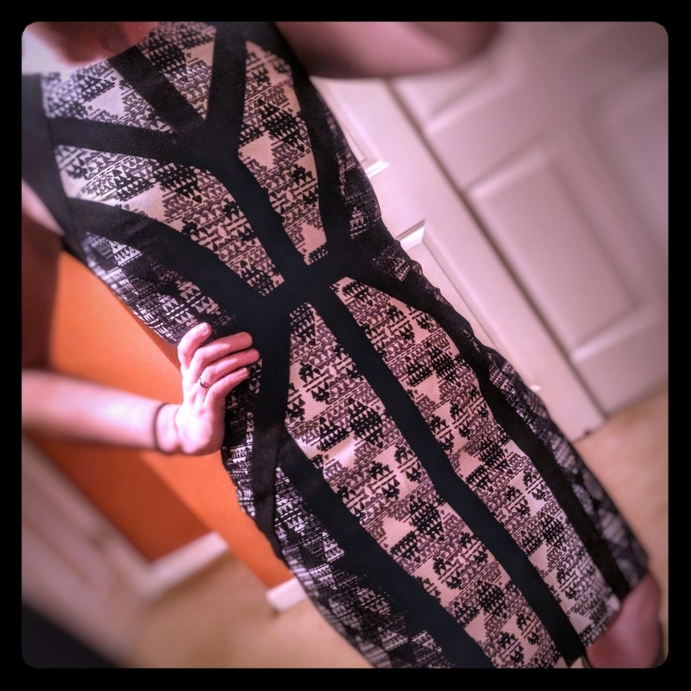 BCBG Professional Black and Cream Dress